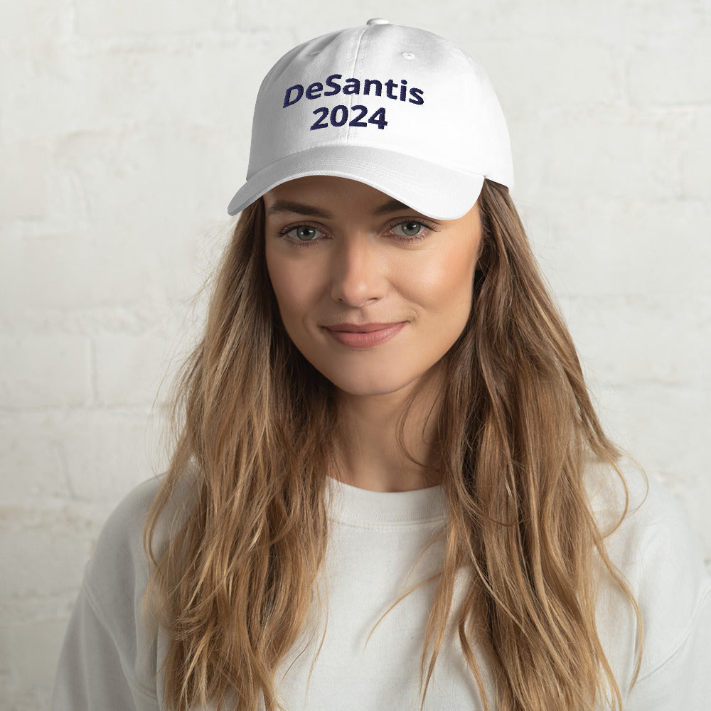 DeSantis White with Blue Dad hat